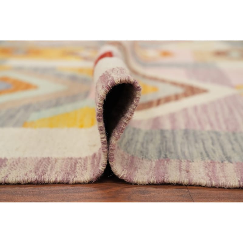 Hand Woven Oriental 100% Wool Carpet Southwestern Tribal Multi-Colored Kilim Area Rug - 8' 10'' X 5' 10''