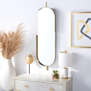 SAFAVIEH Brianda 43-inch Oval Brushed Brass Mirror - 12" W x 2.8" D x 43" H - 12Wx3Dx43H