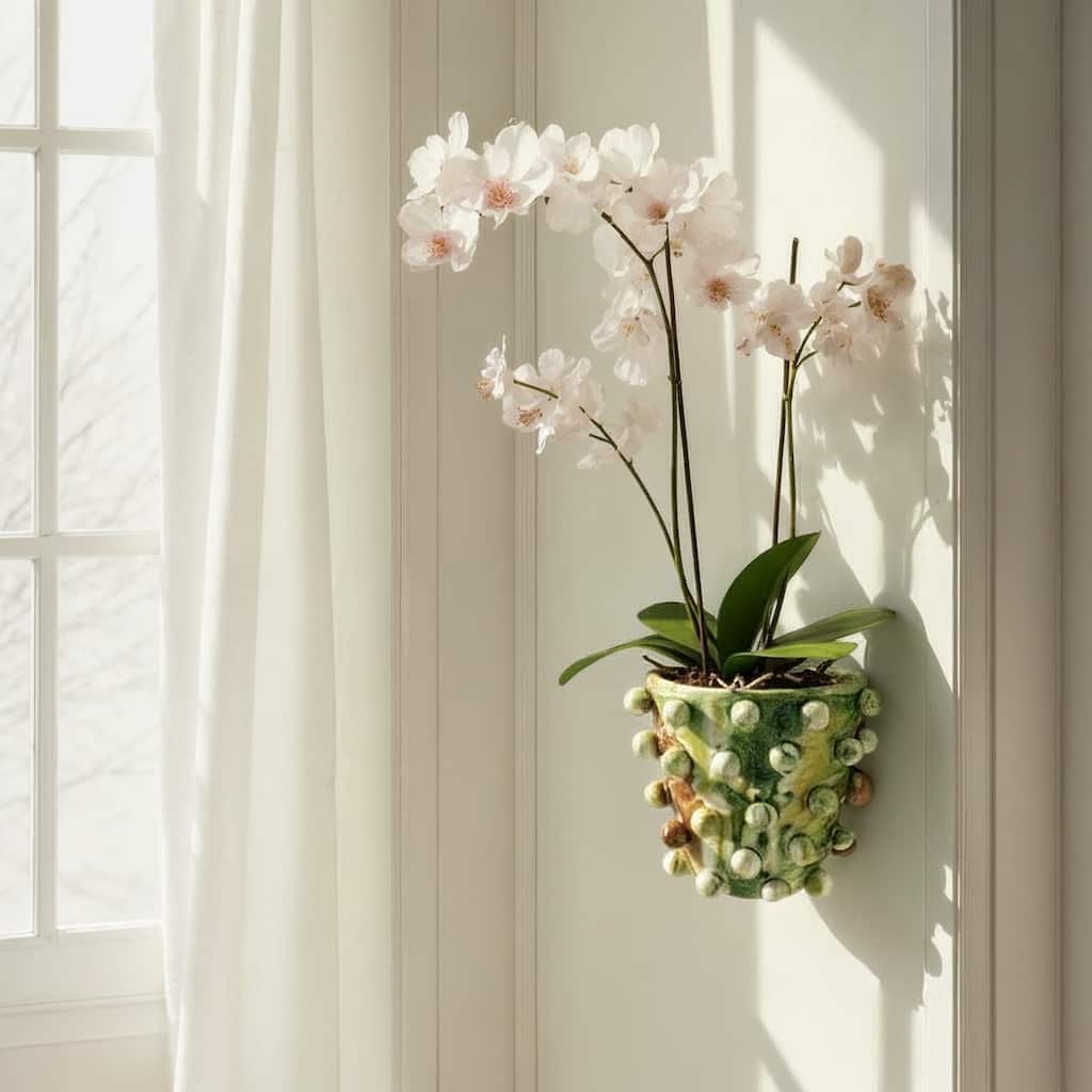 Terra-cotta Wall Planter with Balls in Reactive Glaze - 7.88"L x 5.25"W x 7.5"H