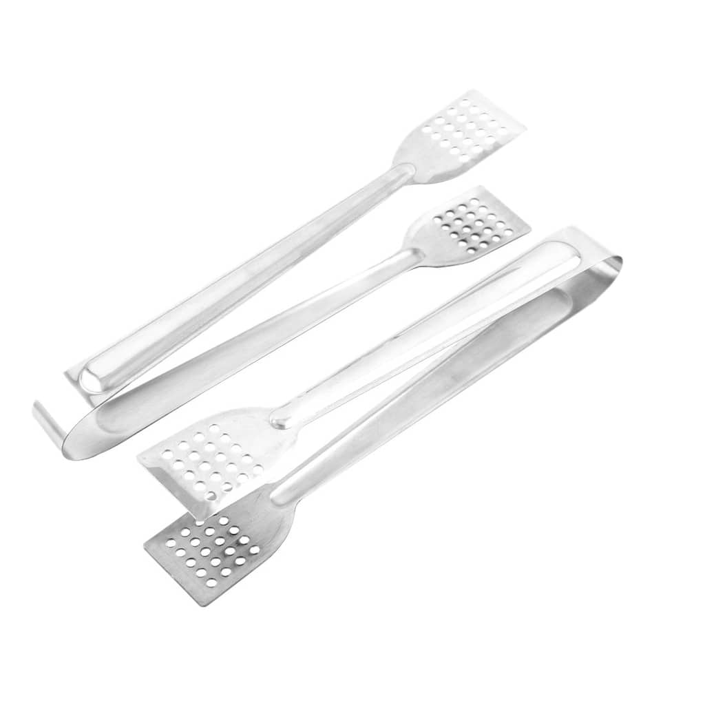 Barbecue Party Buffet Stainless Steel Food Serving Tong 22cm Long 2Pcs - Silver - 8.7" x 0.9"(L*W)