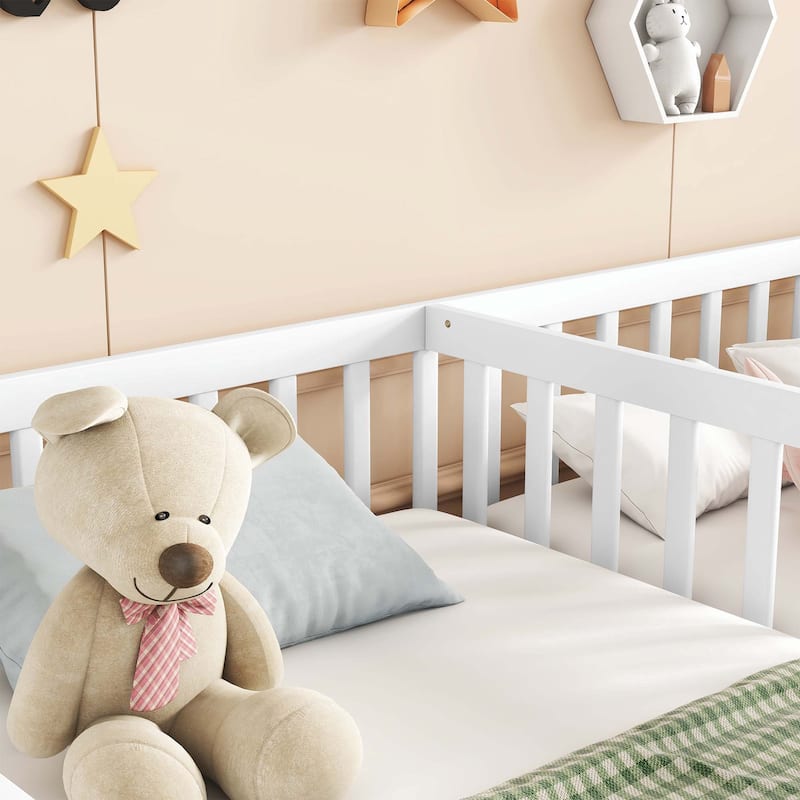 Double Twin Floor Bed with Fence