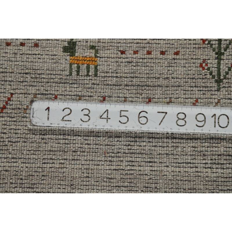 Hand Knotted Oriental 100% Wool Carpet Tribal Animal Pictorial Greys & Charcoal Gabbeh Area Rug - 7' 10'' X 5' 1''
