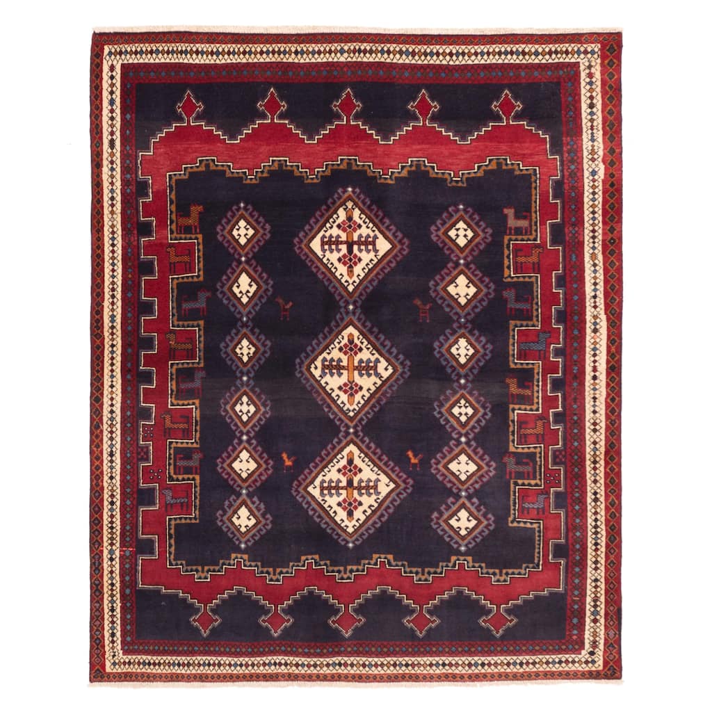 ECARPETGALLERY Hand-knotted Melis Vintage Dark Navy Wool Rug - 5'3 x 6'7