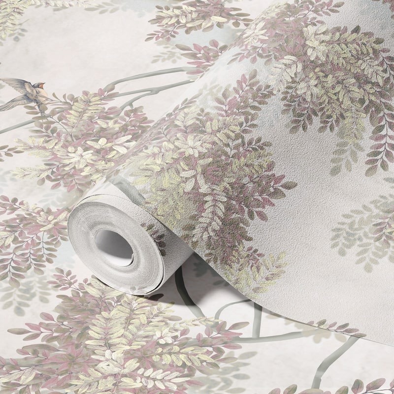 Verdant Canopy with Songbirds Botanical Wallpaper Mural