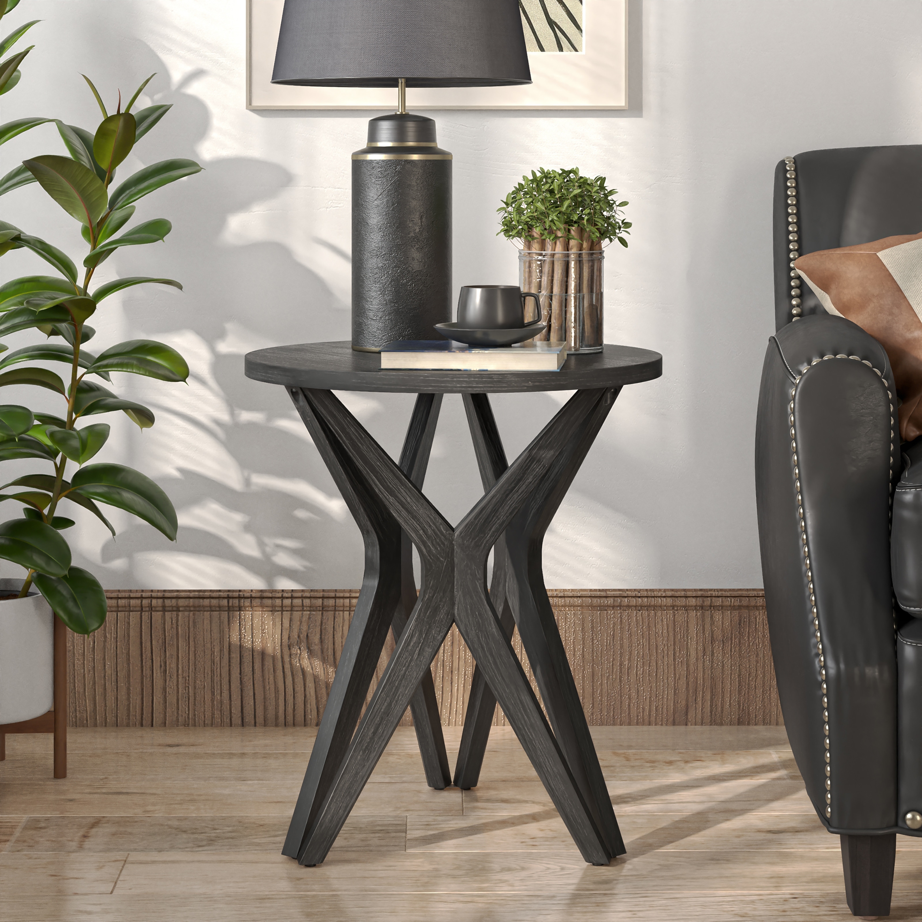 COZAYH Pedestal Farmhouse End Table Distressed Top with Base for Modern Farmhouse Boho Decor Round On Sale Bed Bath Beyond 36208089