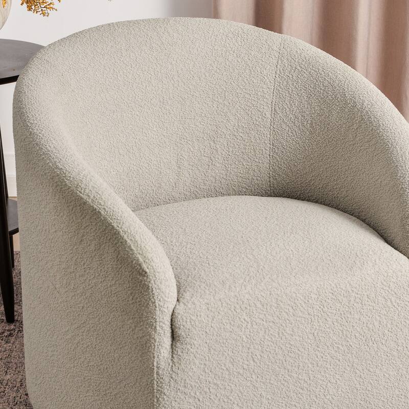 KINWELL 32"W Boucle Upholstered Swivel Barrel Accent Armchair