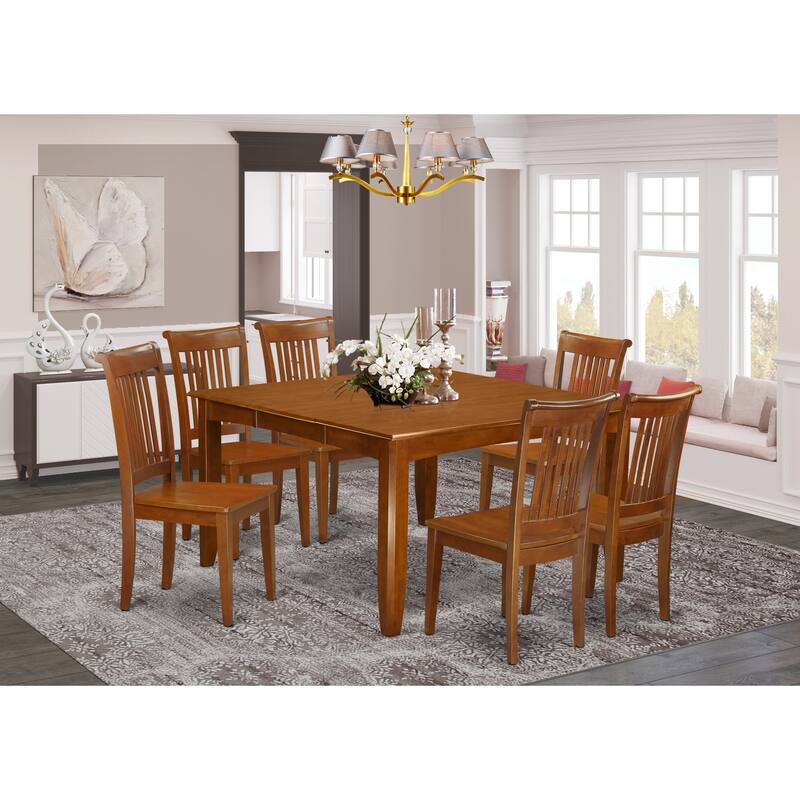 East West Furniture Dining Set Consist of a Square Table with Butterfly Leaf and Kitchen Chairs (Chair Seat Type Options)
