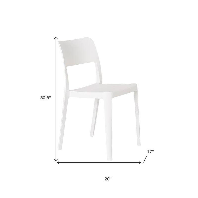 HomeRoots Set of Two White Heavy Duty Plastic Outdoor Stacking Accent Chairs