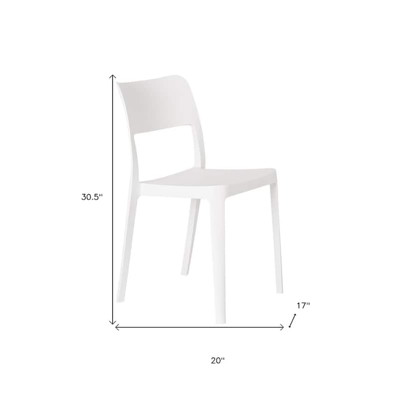 HomeRoots Set of Two White Heavy Duty Plastic Outdoor Stacking Accent Chairs