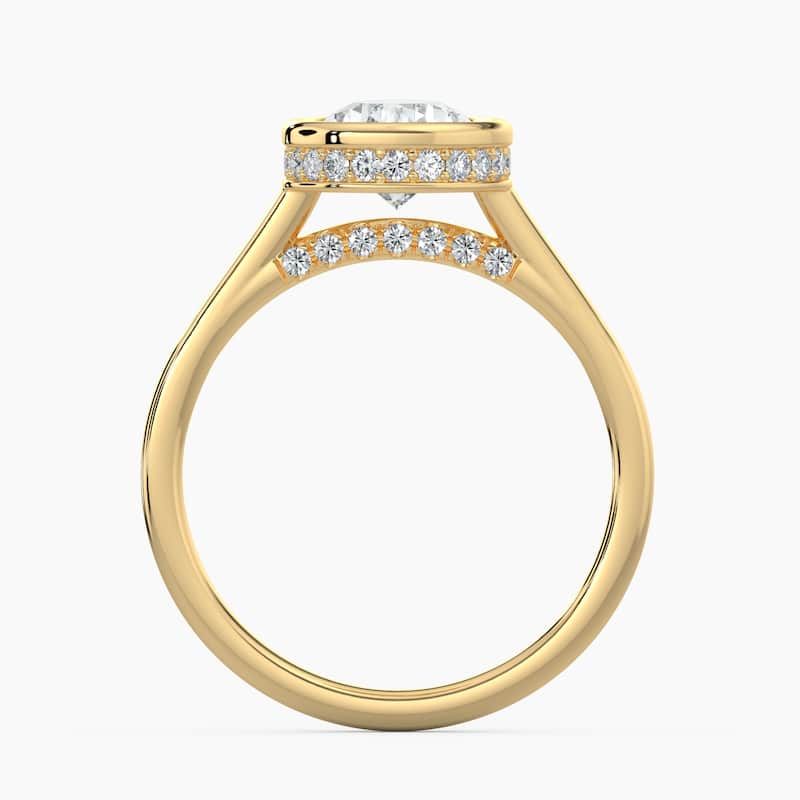 Auriya 14k Gold Lab Grown Pear Diamond Bezel Unique Hidden Halo Engagement Ring 1.00 to 5.00 ct. tw. (F-G, VS)