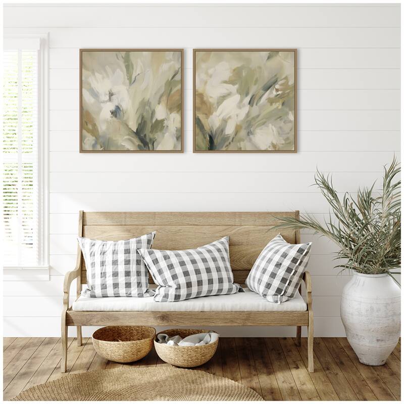 Kate and Laurel Olive Bloom No. 3 & No. 2 2 Piece Framed Canvas Wall Art Set by Amy Lighthall