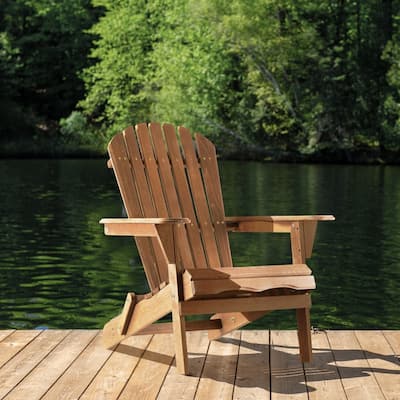 Oversize Wooden Outdoor Folding Adirondack Chair with Pre-Assembled BackRest