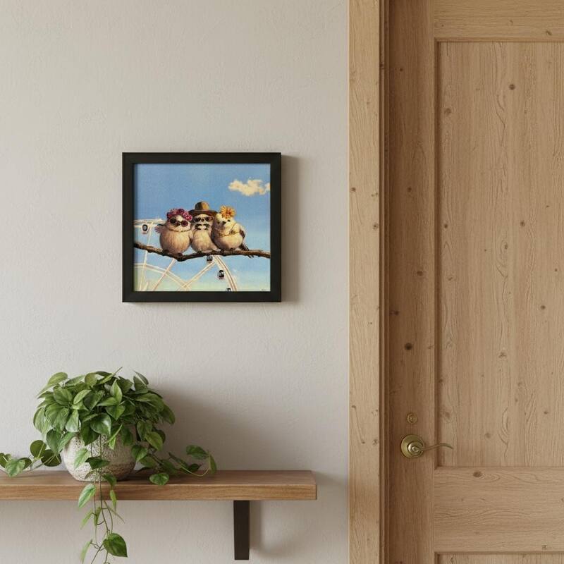 HomeRoots Bird Trio Black Framed Wall Art - 11.00 in. x 11.00 in.  x 2.00 in.