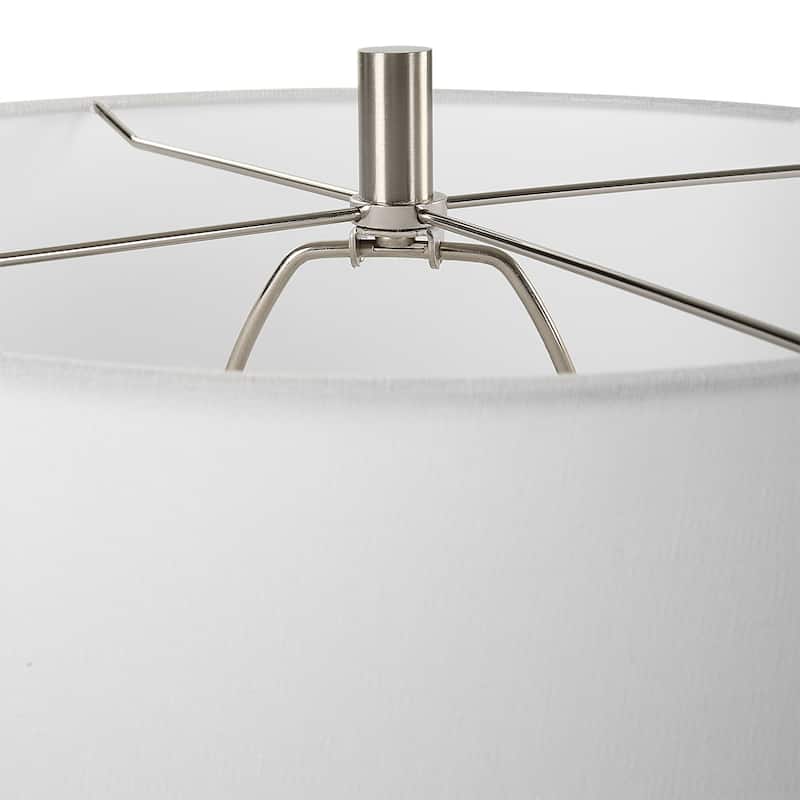 Off White Stone Ceramic Table Lamp - 15"W x 27"H x 15"D