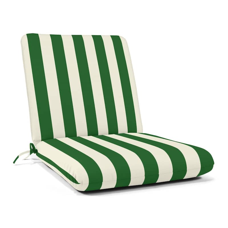 Sunbrella Stripe Fabric 1-Piece Indoor/Outdoor Club Chair Cushion, 22"W x 44"L - Maxim Forest Green