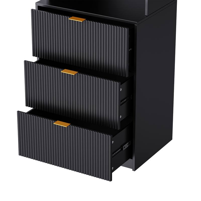 Multifunctional 4-Piece TV Wall Unit with 13 Shelves, 8 Drawers, & 2 Cabinets, Fluted Line Design, for Living Room