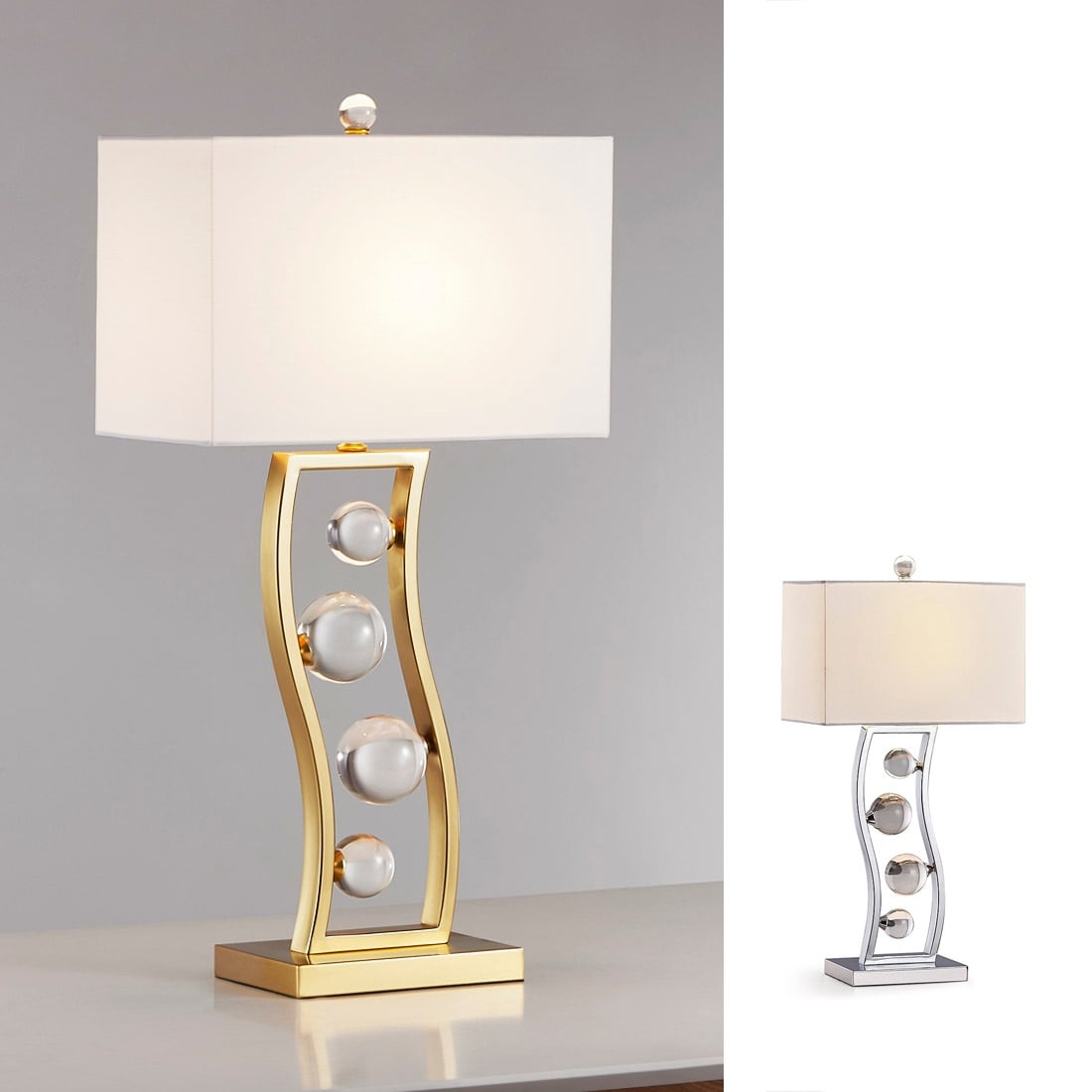Wave 27"H Crystal Balls Metal Table Lamp