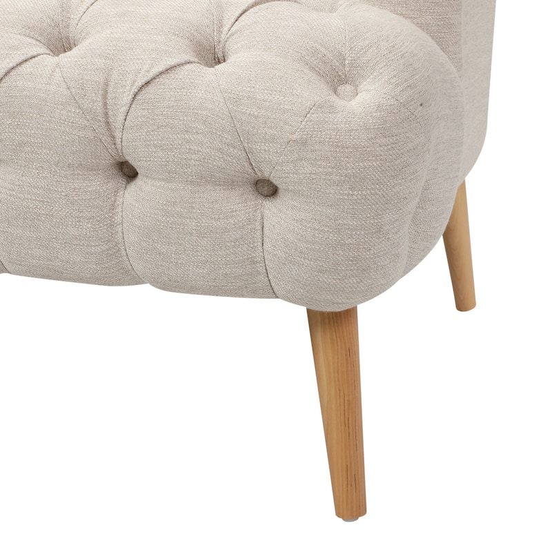 3-Seat PU Sofa with Tufted Stitching, Birch Legs for Living Room