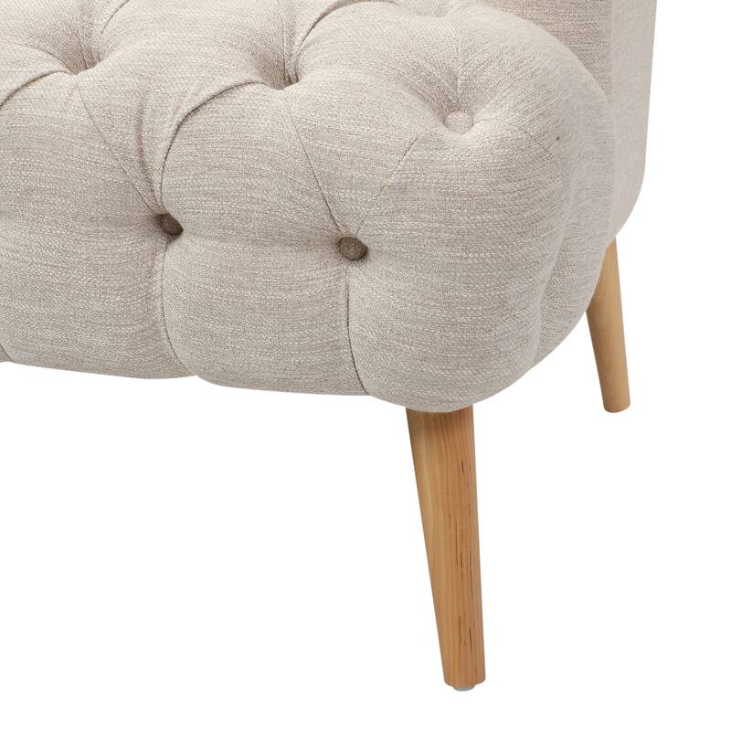 3-Seat PU Sofa with Wood Legs, Diamond Stitching, Spacious