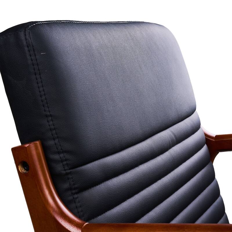 Modern Accent Chair with High Back, PU Leather Reading Armchair with Waist Cushion, Upholstered Wood Frame Living Room Chairs