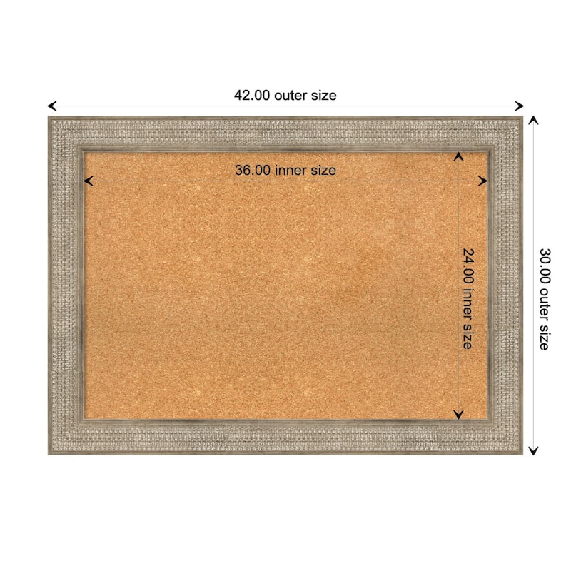 Trellis Wood Framed Natural Corkboard Bulletin Board - Trellis Silver - Board Size 36x24
