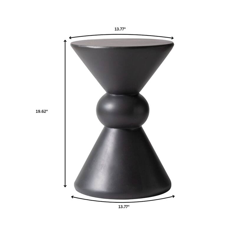 Indoor Outdoor Fiberstone Side Table and End Table Hourglass Weather Resistant Design Accent Table