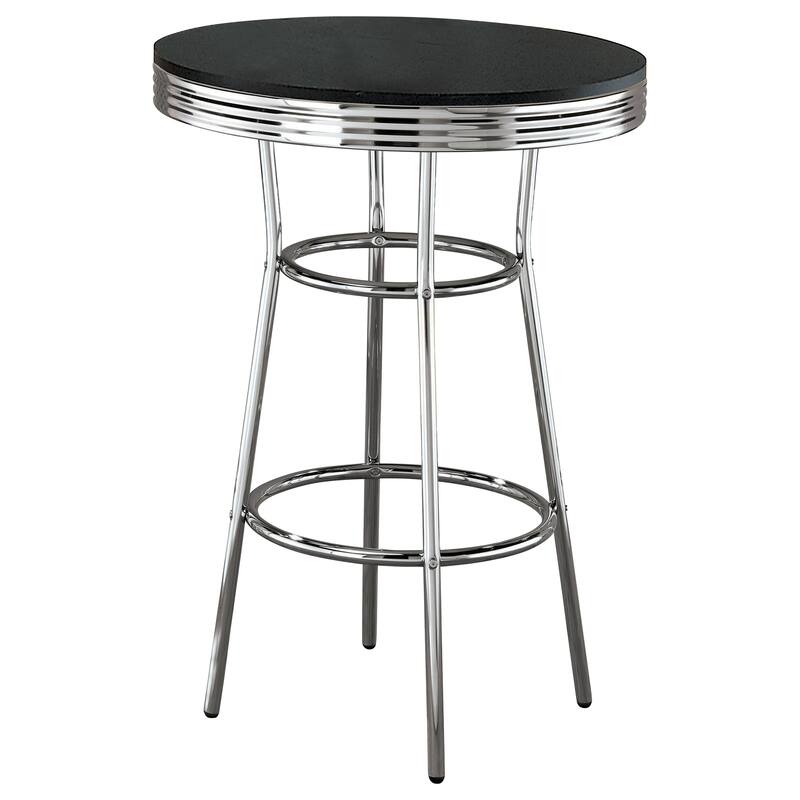 Midge Black 3-piece Round 1950s Bistro Pub Bar Table Set