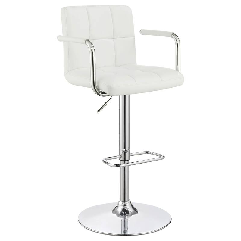 Letitia White Adjustable Height Bar Stool and Chrome