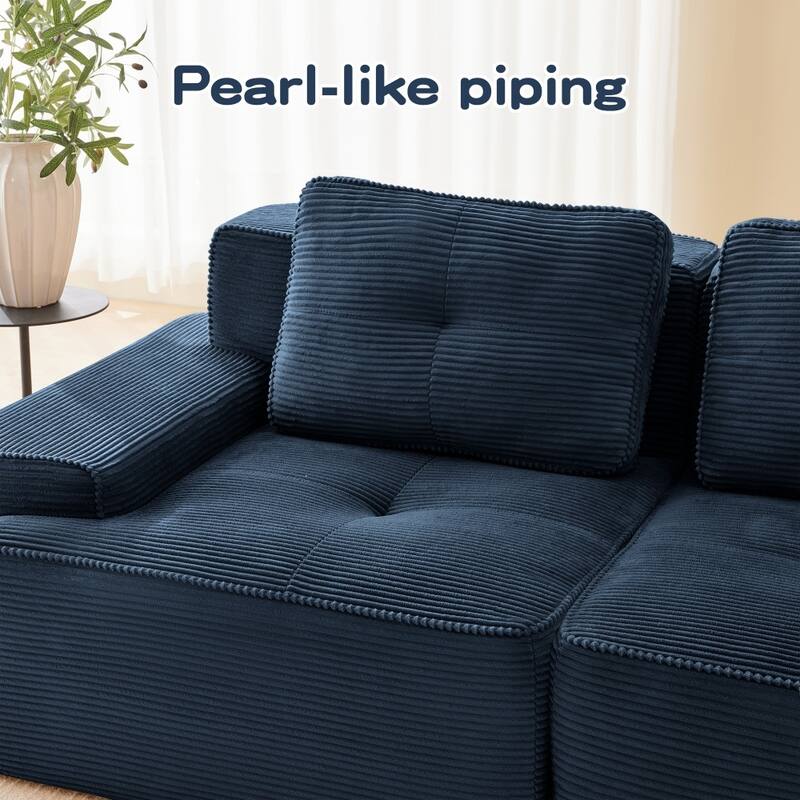 117.3" Minimalist Corduroy Modular Sectional Sofa with Ottomans for Living Room