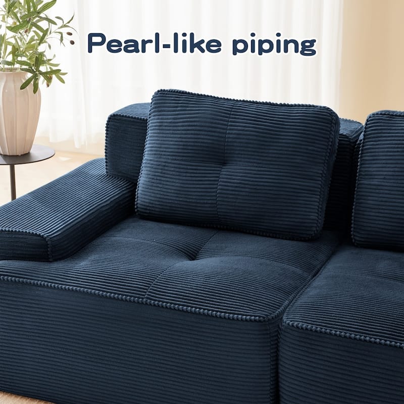 L-Shaped Premium Modular Corduroy Sectional Sofa with Movable Ottoman