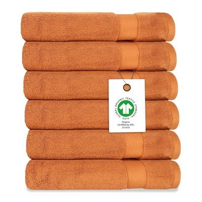 Delara Organic Cotton Luxuriously Plush Washcloths Pack of 6 |GOTS & OEKO-TEX Certified |650 GSM Long Staple | Quick Dry & Soft