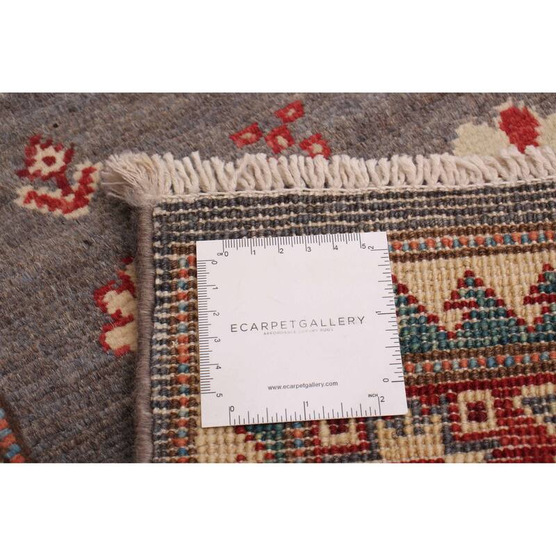 ECARPETGALLERY Hand-knotted Uzbek Ghazni Grey Wool Rug - 2'7 x 9'7