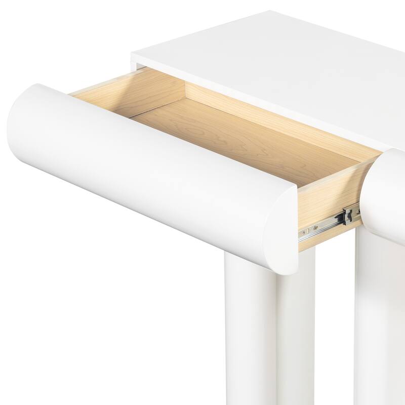 47.6" Modern Entryway Table - Space-Saving Hallway Console with 2 Curved Drawers & Geometric Legs - Narrow Sofa Table