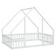 preview thumbnail 9 of 10, White Full Size Pine Wood House-Shaped Floor Bed with Fence, Guardrails and Roof for Bedroom
