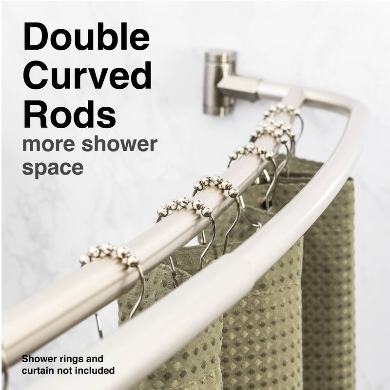 Double Curved Shower Curtain Rod Adjustable 44 to 70 inches by JS Jackson Supplies