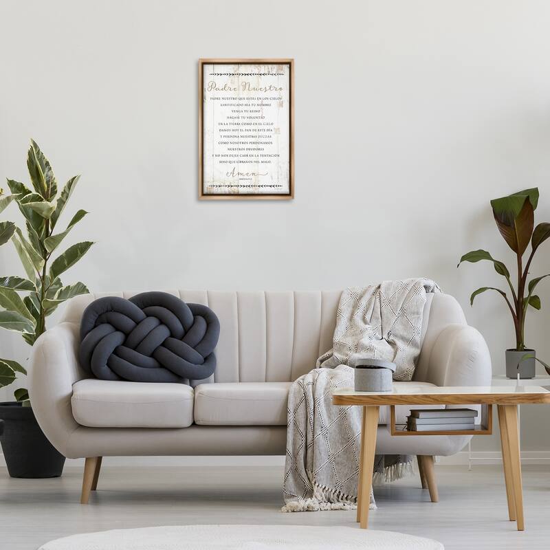Stupell Padre Nuestro Oración Framed Floater Canvas Wall Art Design By Jennifer Pugh