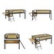 preview thumbnail 16 of 17, Twin Size Metal LED Loft Bed with Rectangular Desk and Storage Shelves