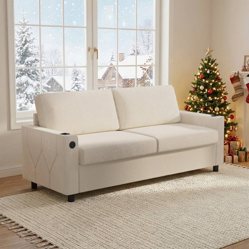 Mixoy Pull Out Sofa Bed,Sleeper Sofa Couch with Memory Foam Mattress,Cup Holder,USB,Pull Out Couch Bed