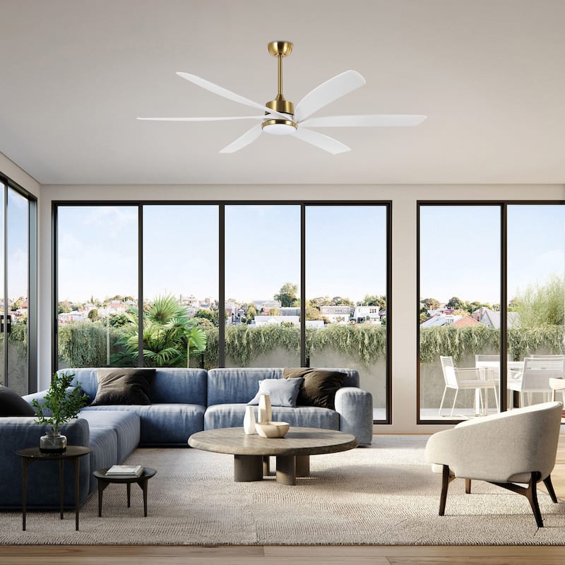 64" Large Propeller LED Ceiling Fan with Remote Control and Light Kit