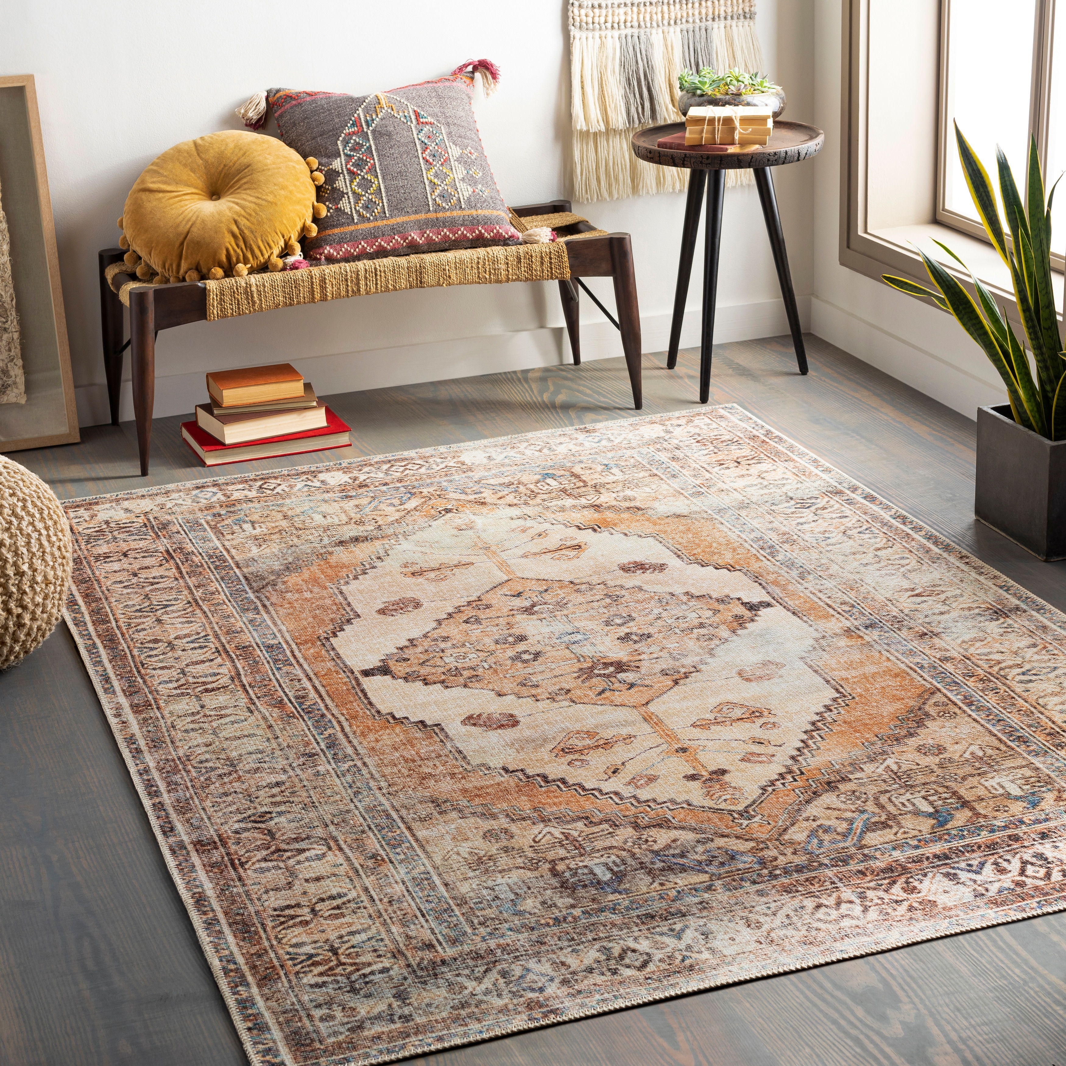 Livabliss Vintage Amelie Tribal Washable Area Rug