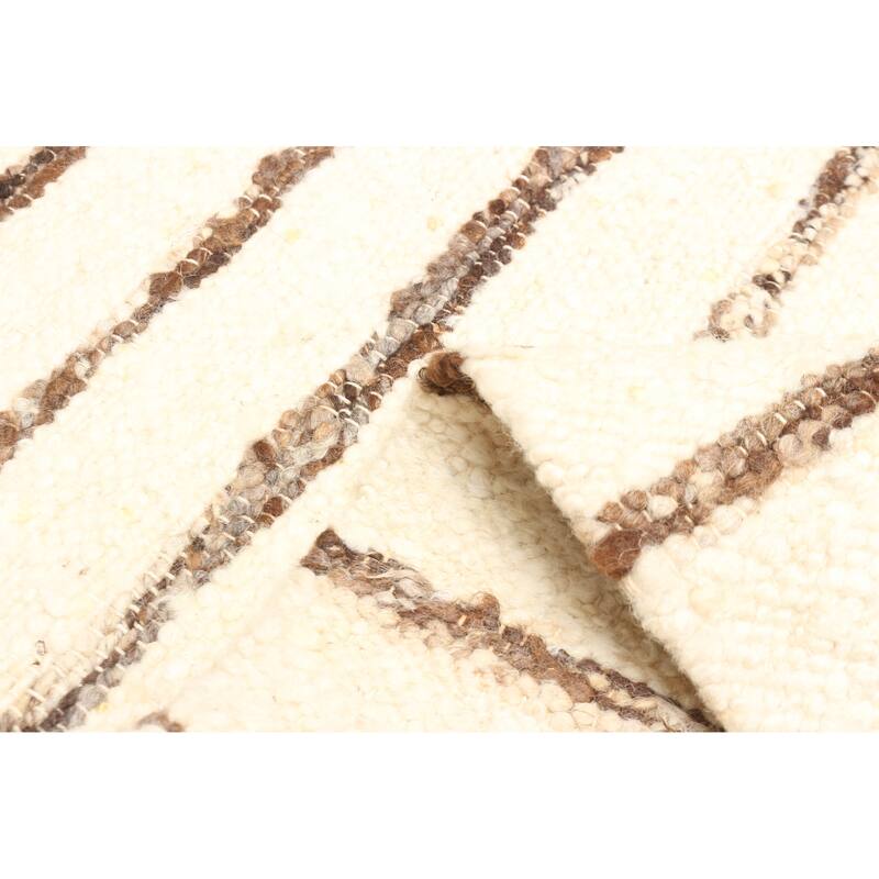 ECARPETGALLERY Braid weave Sienna Cream Wool Rug - 5'5 x 7'3