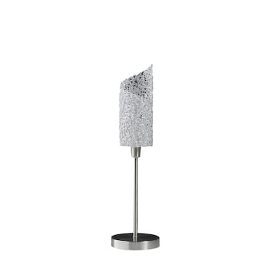 22" Contemporary Silver Bedside Lamp with Novelty White Metal Shade and In-Line Switch E12 Socket - 22" H x 6" W x 6" D