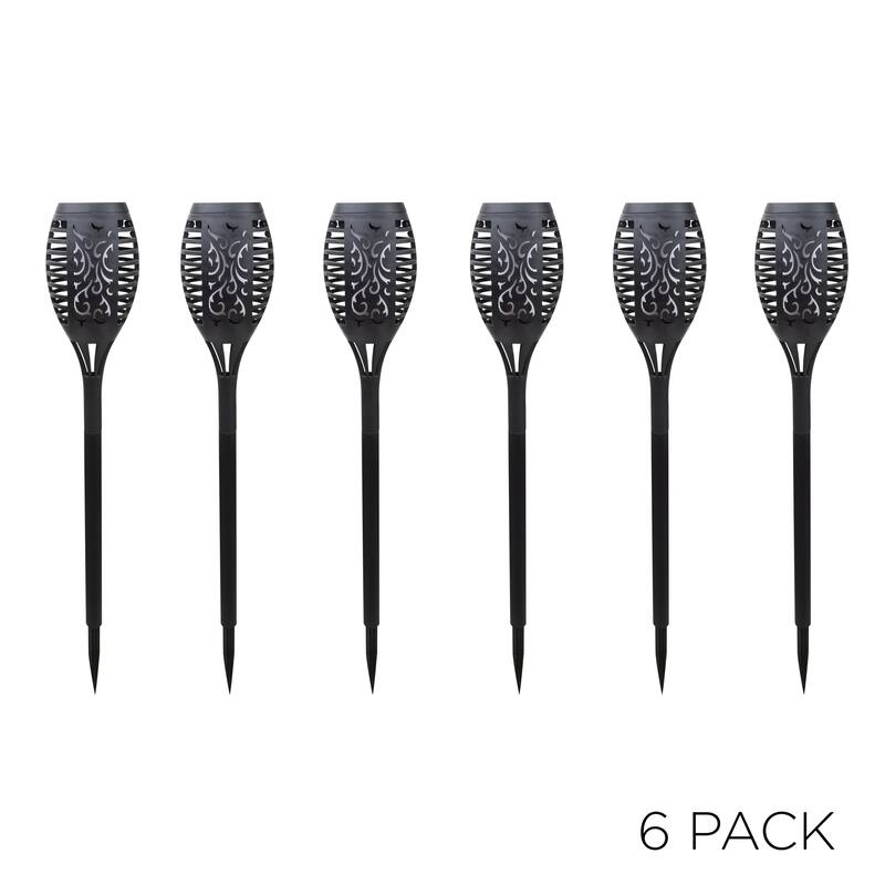 Alpine Corporation 20" Tall Outdoor Solar Powered Pathway LED Torch Light Stakes (Set of 6)