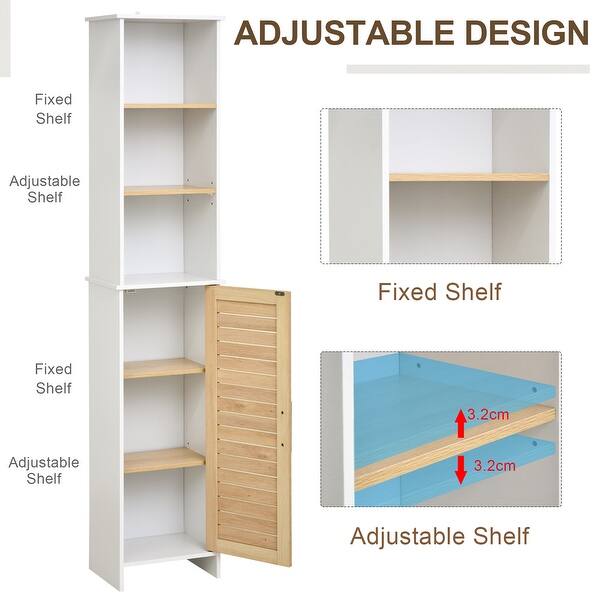 Shop Kleankin Organizer Bathroom Tall Storage Cabinet W Door