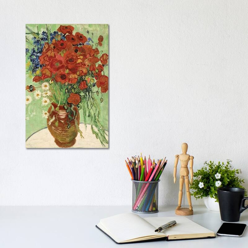 iCanvas "Vase with Daisies and Poppies" by Vincent van Gogh Canvas Print - 12x8x0.75