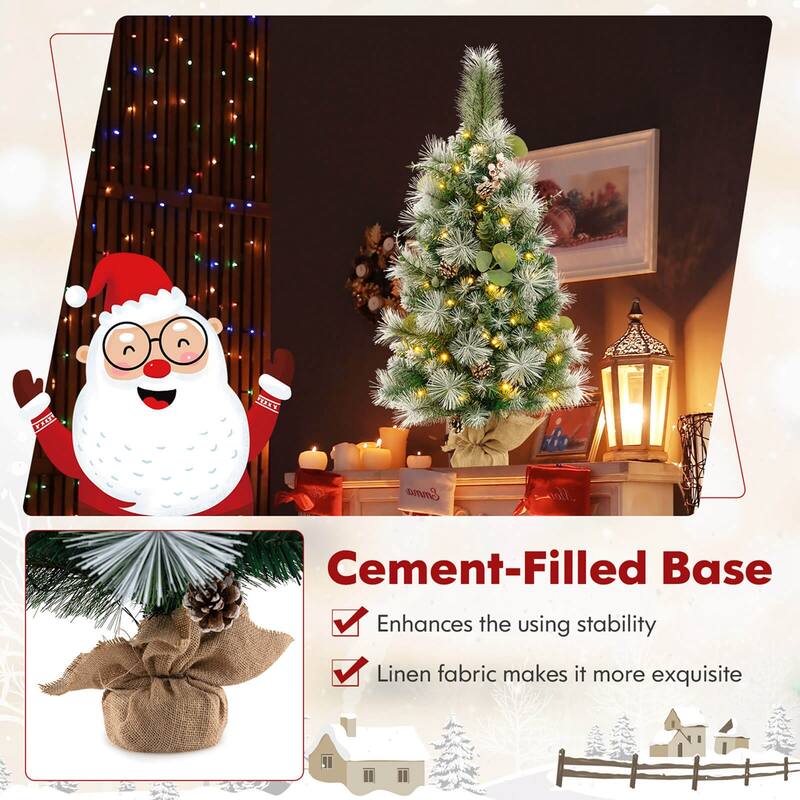 Costway 1/2 PCS 3 FT Artificial Christmas Tree with 98 Branch Tips - 2 PCS