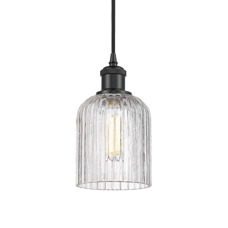 Innovations Lighting 516-1P-9-5 Bridal Veil Pendant Bridal Veil 5" - Matte Black / Clear