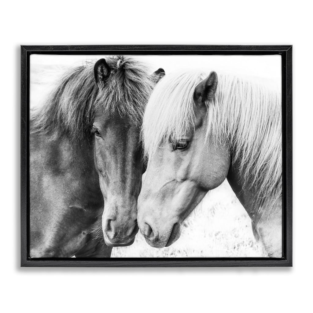Stupell Horse Love Duo Portrait Framed Floater Canvas Wall Art Design by Sisi and Seb