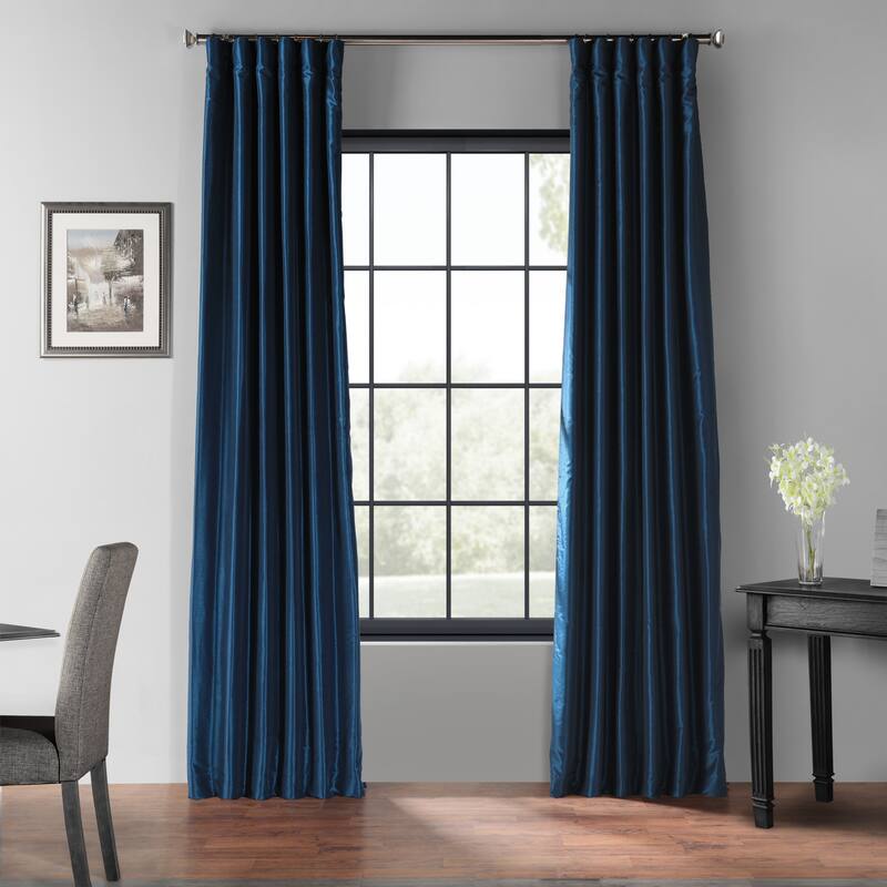 Exclusive Fabrics Blackout Textured Faux Dupioni Silk Curtains (1 Panel) - Luxurious Elegance and Superior Light Control