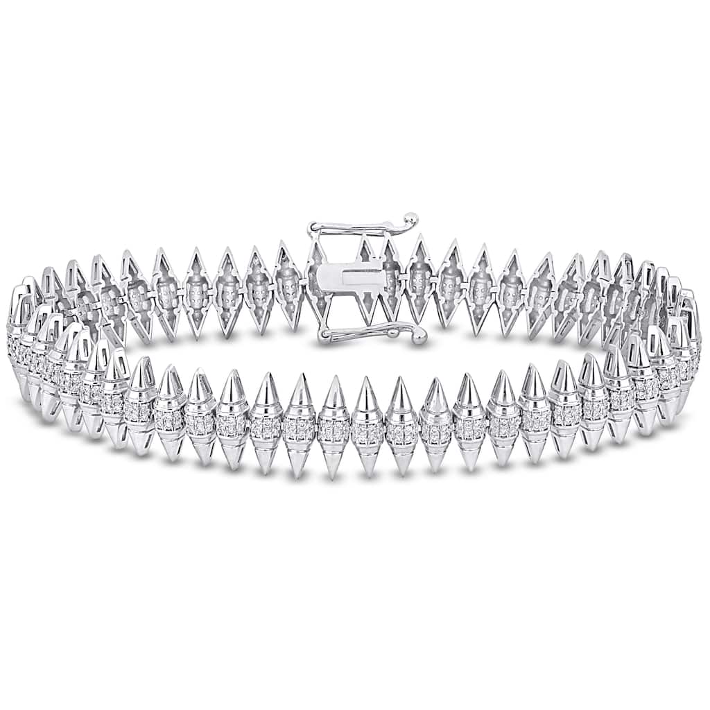 Miadora 1ct TDW Diamond Marquise Design Bracelet in 14k White Gold - 7 in.